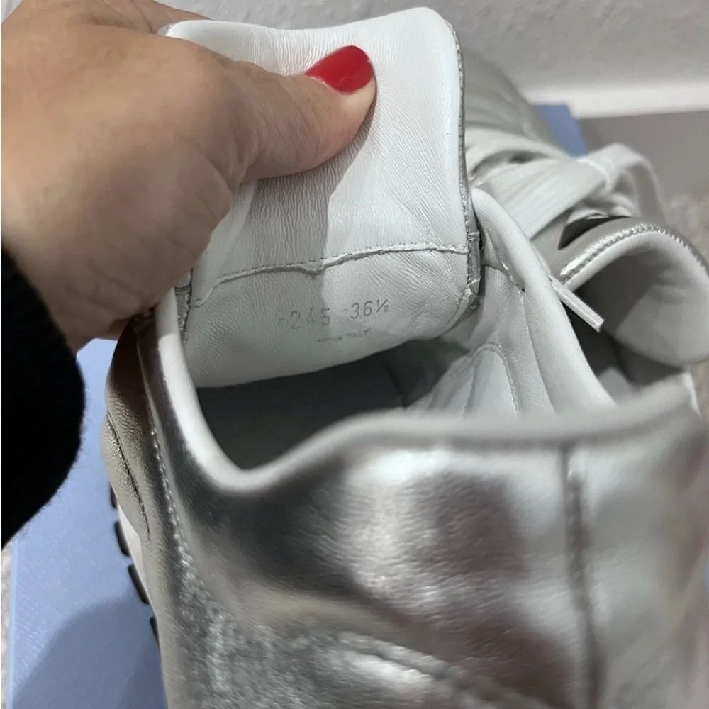 Prada Women's Metallic Silver Sneakers - Picture 5 of 7